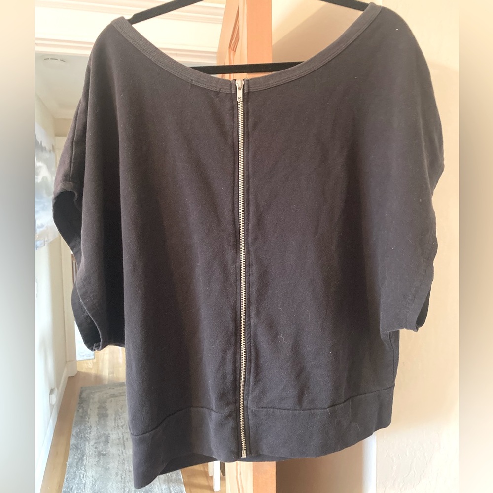 Wet Seal Black Zipper Shirt Top